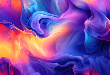 Obraz premium Vibrant swirling colors of abstract fluid art with fiery orange and deep blues