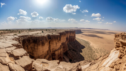 Panoramic view of the edge of the world in saudi arabia during daytime