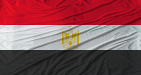 Close up of Egypt flag waving. Flag of Egypt with cloth texture