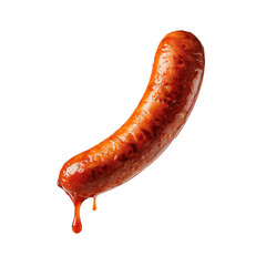 Deliciously sauced sausage presenting a tantalizing culinary temptation with an isolated