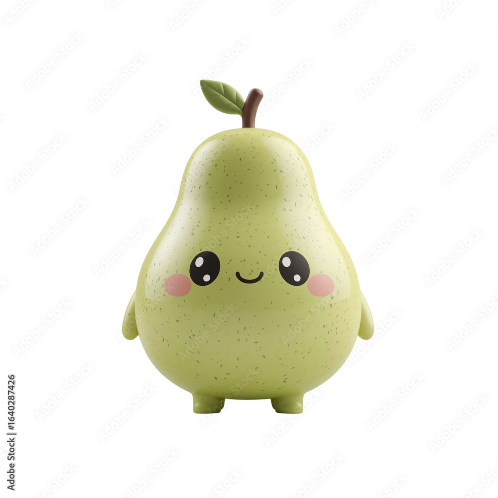 Poster stylized pear with playful features on a blank canvas, inviting creativity