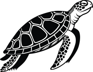 Detailed shell pattern turtle walking silhouette