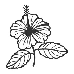 Hibiscus Art Decoration - Thin Line Botanical Art
