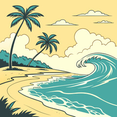 Fototapeta premium Tropical beach with waves.