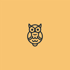 Owl logo in elegant and simple minimalist line art style.