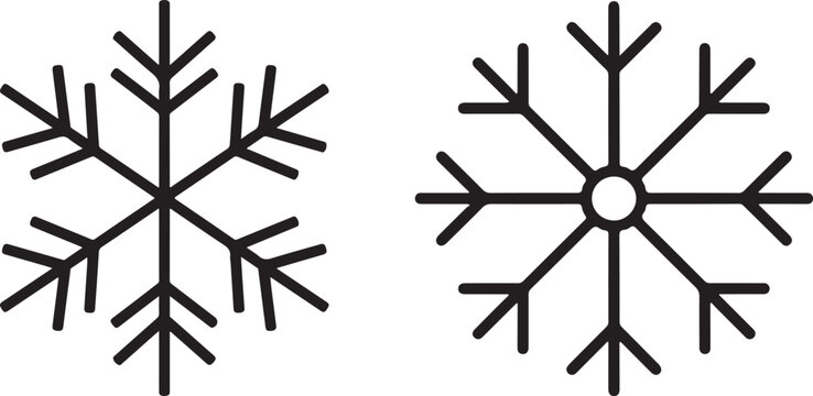 Black and white snowflake design elements, vector illustration