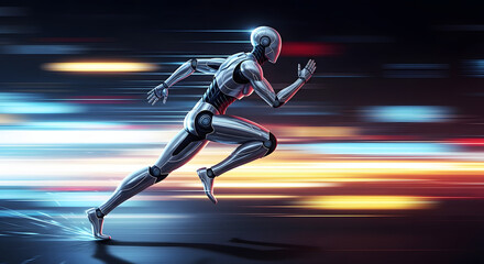 Running robot with light effect , Agility Humanoid Robot Factory Concept