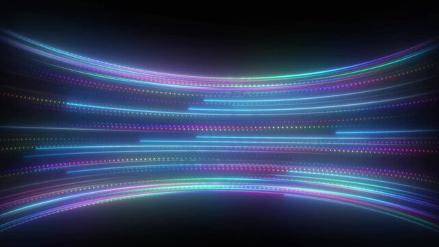 Colorful motion speed of light, pink and blue neon glowing lines background. 4K video