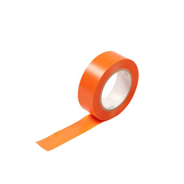 rollo de cinta adhesiva de color amarillo ne&oacute;n que aporta una energ&iacute;a visual que contrasta notablemente con el fondo blanco puro