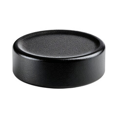 Black hockey puck isolated on transparent background.
