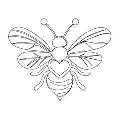 Continuous one line drawing of a bee. Perfect for nature-themed designs, honey and beekeeping branding, environmental awareness campaigns, eco-friendly packaging. Vector illustration