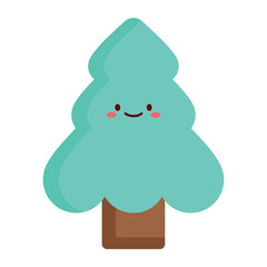 Flat Style Christmas Tree Vector Illustration