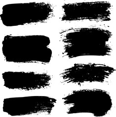 Fototapeta premium Set of Black Grunge Paint Brush Strokes on White Background