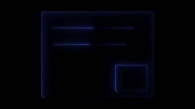 Abstrack neon background with glowing square shape and spinning cloud.abstrack neon glowing square frame animation.	