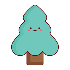 Flat Style Christmas Tree Vector Illustration