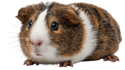 Guinea Pig's Portrait: A close-up portrait of a guinea pig showcasing its captivating eyes and beautiful coat, ready to melt your heart.