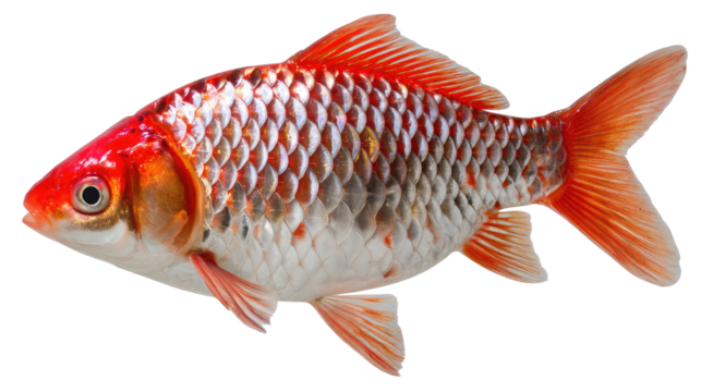 Radiant Fin: a vibrant fish gleams against a pristine, simple background, highlighting its unique scales and graceful fins, showcasing the beauty of aquatic life and underwater elegance.