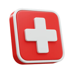 Fototapeta premium Red cross medical aid symbol isolated on transparent background