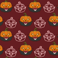 pumpkins dressed as vampires