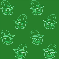 Halloween neon-green seamless pattern