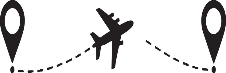Obraz premium Modern airplane flight path icon illustrating travel routes and aviation journeys with clean lines and vibrant colors perfect for navigation and transportation themes