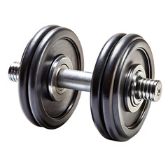 Naklejka premium Adjustable dumbbells with multiple weight plates on a black background