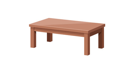 A simple brown wooden coffee table illustration isolated on a white background. Classic home furniture design.