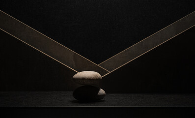 cosmetic podium made of natural stones