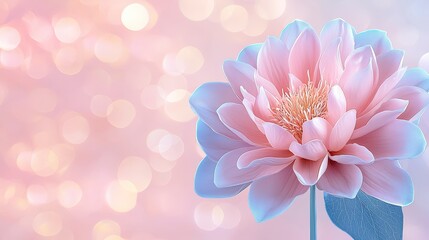 Soft Pink Flower with Delicate Petals Against a Blurry Pastel Background