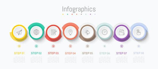 Infographic 8 options design elements for your business data. Vector Illustration.