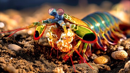 Iridescent Mantis Shrimp: Underwater Marvel
