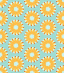 Seamless floral pattern with yellow daisy flowers on a pink background, perfect for a spring or summer design