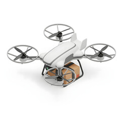 Futuristic Drone Delivering Package Swiftly.