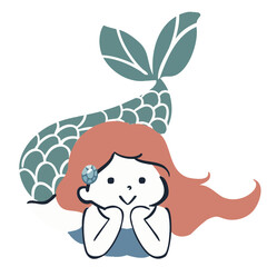 頬杖をする人魚