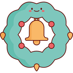 Traditional Green Wreath in Flat Style