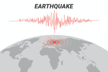 Illustration of an earthquake on a globe.