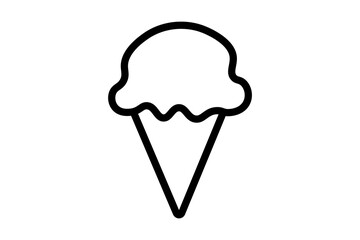 The design features a single scoop of ice cream with a wavy edge on top of a pointed cone, symbolizing a sweet, cold treat often enjoyed in warm weather