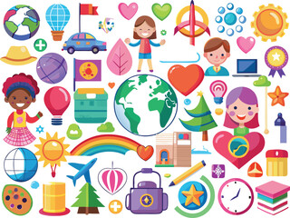 Fototapeta premium Children's world of imagination and discovery doodles