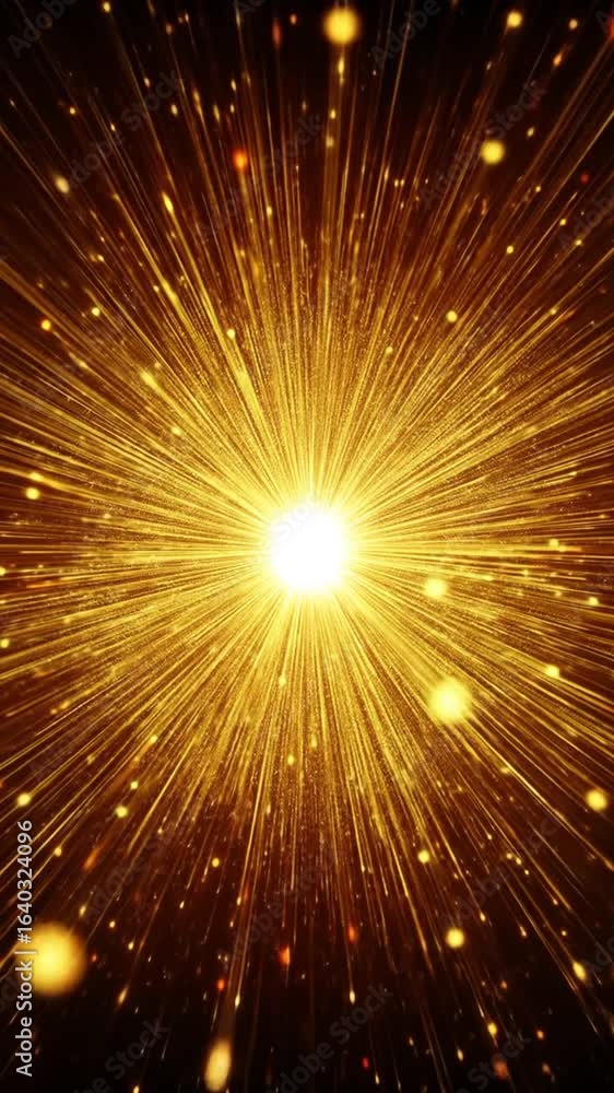 Aufkleber golden particles bursting with glowing light abstract space background design shiny effect tunnel gr