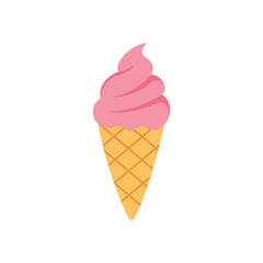 Sweet Ice Cream Cone with a Swirl of Pink Frosting