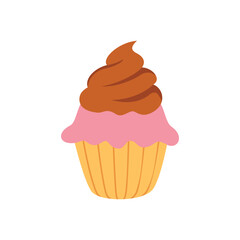 Deliciously Sweet Cupcake with Pink Frosting and Chocolate Swirl