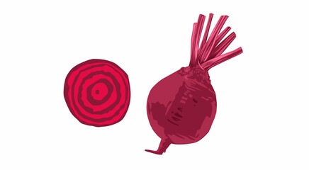 Purple Beetroot fruit Vegetable sliced issolated on white 