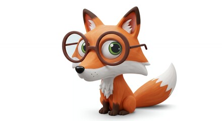 Cartoon fox with glasses illustration