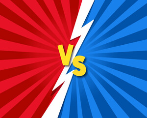 Versus word written on red and blue background in comic style. This background is suitable for banner sport and battle headline template. Versus background in PNG format. 