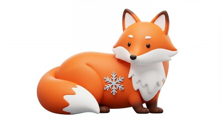 Obraz premium Cute cartoon orange fox figurine design