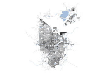 Vector city map of Boulder with highways, waterways and buildings  © Riki