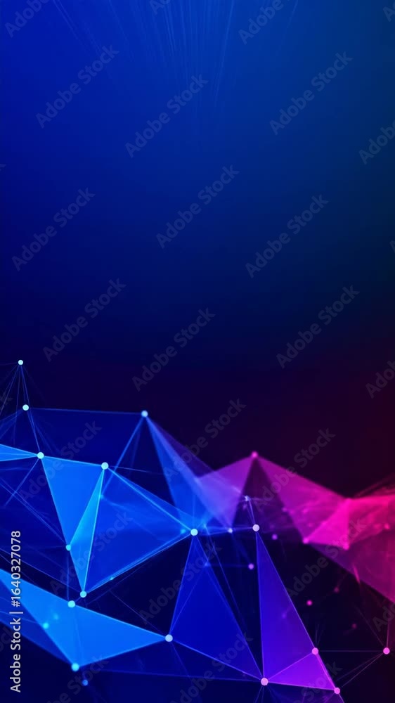 Aufkleber abstract network background with blue and pink polygonal design on dark backdrop futuristic data com