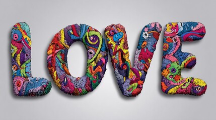 Bright and Bold Funky Pop Art LOVE Bubble Letters Design