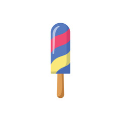 A Colorful Popsicle with Red, Blue, and Yellow Stripes for a Summer Treat