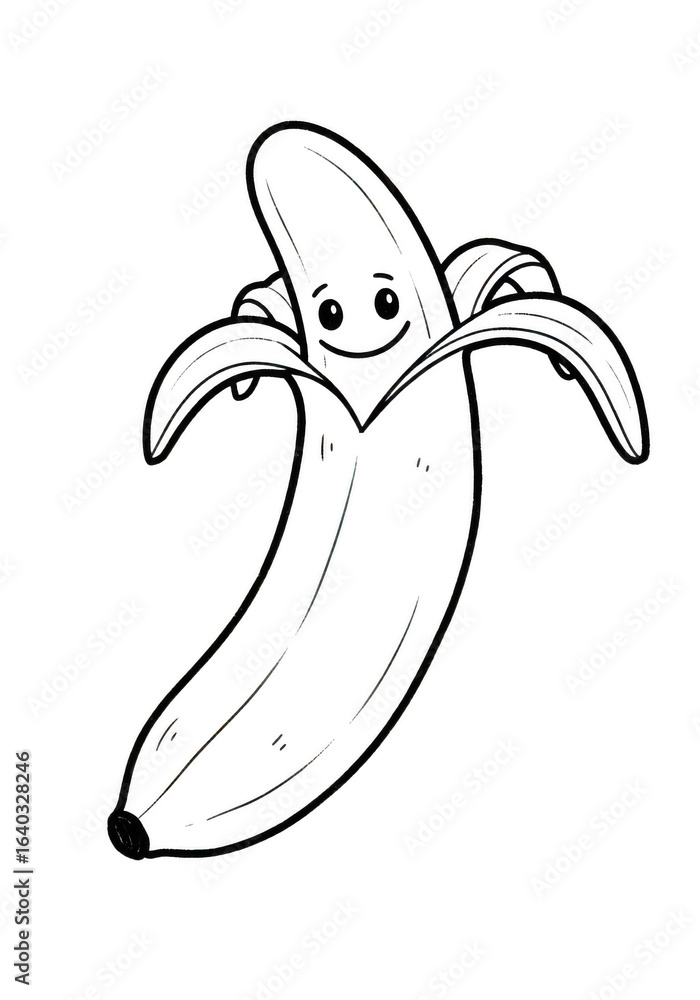 Poster simple banana sketch isolated on transparent background
